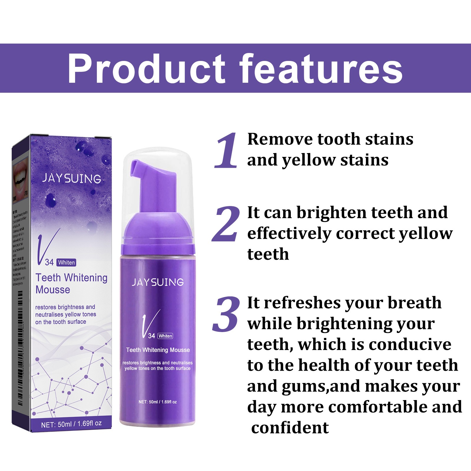 V34 Köpük Diş Temizleme Diş Ma - Teeth Whitening Yellow Teeth incelemesi ve fiyatı